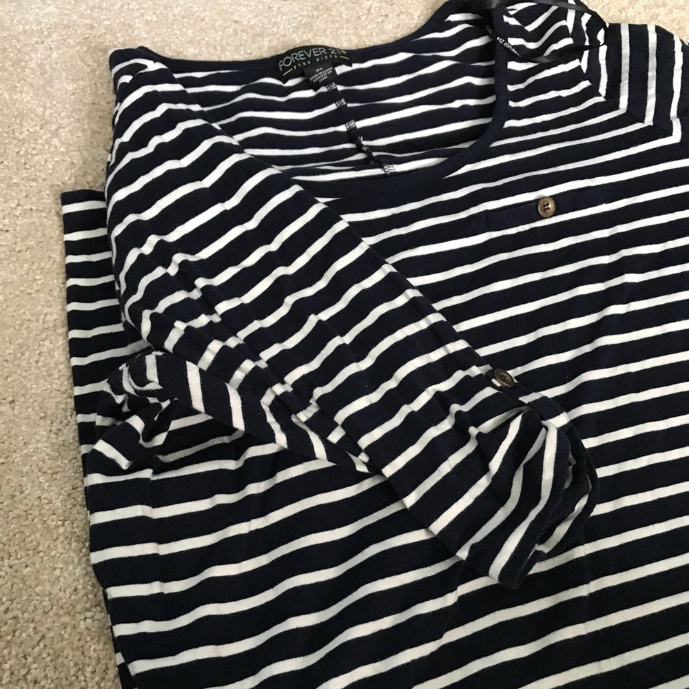 Soft Blue & White Stripe Dress - Picture 2 of 3